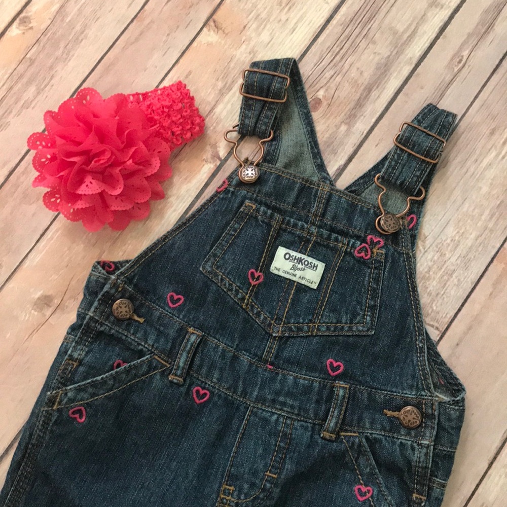 ❤️HP❤️{Osh Kosh} Jean Embroidered Heart Overalls